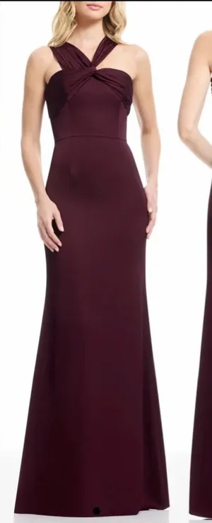 NEW Dress The Population Rosalia Sleeveless Dark Cherry burgundy Satin Gown Sz L thumbnail 1