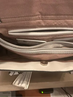 London Fog Cream Leather Tote with Tassel Accent thumbnail 10