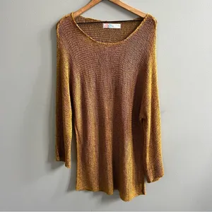 Free People Beach Naomi Tunic Sweater Swim Cover Up Mustard Yellow Gold Medium thumbnail 2