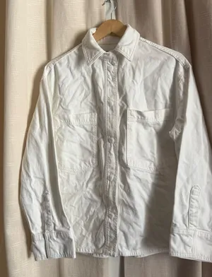 Zara White Cotton Shirt Jacket thumbnail 1