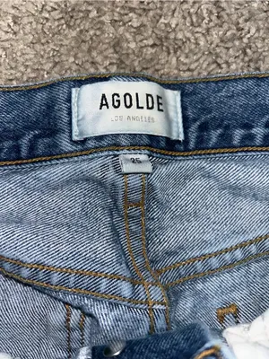 Agolde Women's Straight Leg Distressed Blue Jeans thumbnail 5