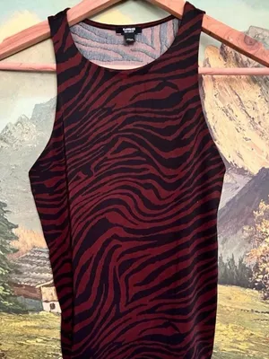 Women's Burgundy Zebra Print Sleeveless Bodysuit thumbnail 2