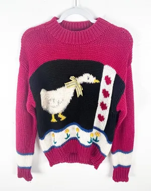 FAR & NEAR Vintage Duck Graphic Knit Long Sleeves Sweater Size Medium thumbnail 1