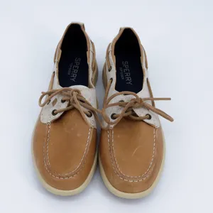 Sperry Top-Sider Womens STS81857‎ Tan Leather Canvas Boat Shoes 9.5 thumbnail 5