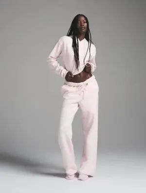 Skims Cotton Shruken Cropped Pink Hoodie Sweatshirt for Women thumbnail 4
