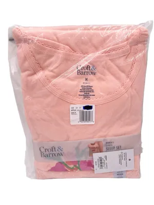 NEW Croft & Barrow Short Sleeve Pajama Top Cropped Pants Set Grandma Size Medium thumbnail 2