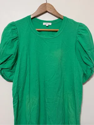 A.L.C. Kati Ruched Puff Sleeve Short Sleeve T-Shirt Top Size Small Green thumbnail 3