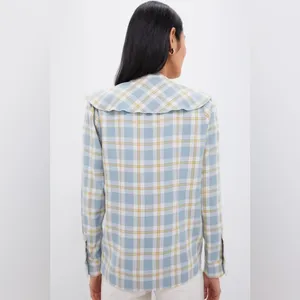 Tuckernuck NWT Blue V Neck Ruffle Eileen Button down women’s size XXL thumbnail 5