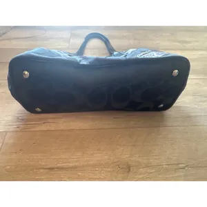 Vintage Coach Poppy Signature Applique Kisslock Tote Black Graffiti Handbag thumbnail 3