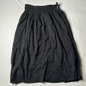 LoveShackFancy Black Tiered Cotton Midi Skirt thumbnail 1