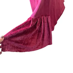 Free People Glorious Sweatshirt XS‎ Bell Velvet Sleeves Oversized Cropped Maroon thumbnail 7