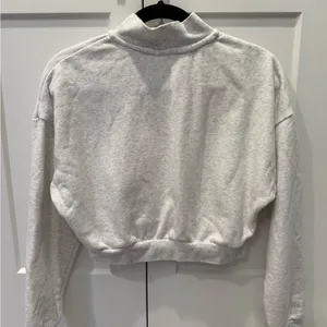 Nike Women's Light Gray Half-Zip Cropped Hoodie thumbnail 2