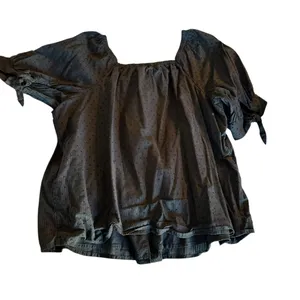 LC Lauren Conrad Black Puff Sleeve Blouse thumbnail 2