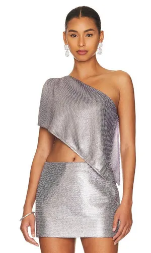 Gauge81 Moville Sequin Asymmetric Crop Top Lilac Womens Size Small thumbnail 1