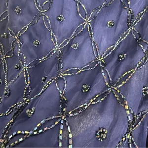 Laurence Kazar Beaded Gown Women’s Small Navy Silk Mermaid Vibes thumbnail 8