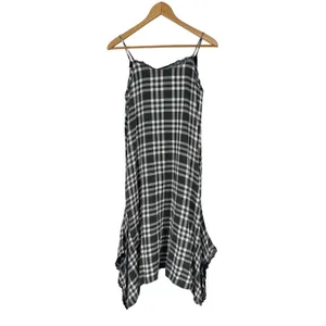 Zara Black White Gingham Lace Slit Shark-bite‎ Hem Size S Y2K Grunge Boho Punk thumbnail 2