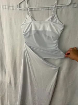 Midi Dress White Ruched Mesh Bust Slip women’s size Small NWOT(E72) thumbnail 13