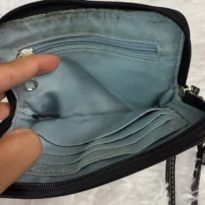 COACH Black White Signature Coated Canvas Wristlet thumbnail 5