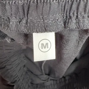 Flowy Medium Wide Leg Pants Black Paperbag Waist Drawstring Palazzo Minimalist thumbnail 6