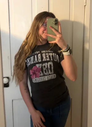 Outer banks OBX North Carolina floral gray tshirt thumbnail 1