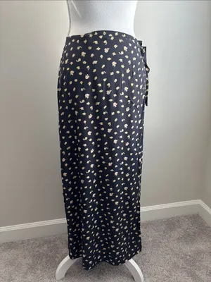 NWT Billabong Ocean Air Floral Maxi Wrap Skirt - Black / Yellow (Size Small) thumbnail 2
