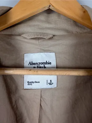 Abercrombie & Fitch Tan Single-Breasted Linen cotton Blazer Jacket size small thumbnail 2