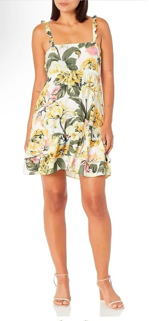 Maaji‎ Women's Short Dress Floral Tropical Size Medium Layered Ruffle thumbnail 1