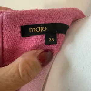 Maje Women Dress 38 Pink Braided Trim Mock Neck Sleeveless Tweed‎ Shift Pocket thumbnail 3