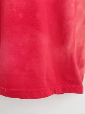 Red and pink coral off-the-shoulder bleached t-shirt thumbnail 10