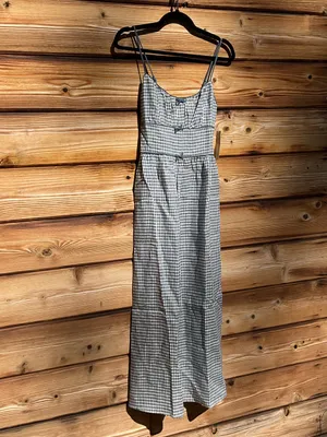 Few Moda Kourt Darya Size XS Blue Linen Smocked Midi Dress thumbnail 7