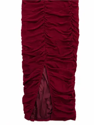 Burgundy Midi Dress Ruched Long-Sleeve | Windsor thumbnail 8
