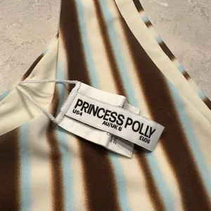 Princess Polly Edita brown and light blue diagonal striped cheeky bikini bottoms in a US 4 thumbnail 3