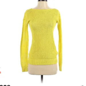 Madewell Wallace Yellow Open Knit Pullover Sweater Womens XS Sheer Florescent thumbnail 2