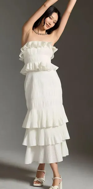 Anthropologie Let Me Be Strapless Tiered Ruffled Dress thumbnail 4