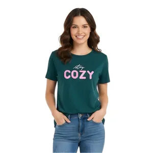 Nine West Teal Stay Cozy T-Shirt Size Large thumbnail 2