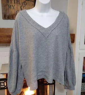 Altar’d State gray Waffle Knit Sweater thumbnail 1