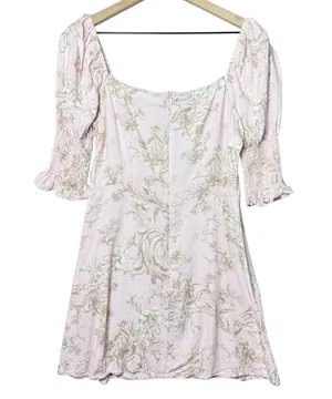 Mi Ami Francesca’s Pink Floral Sheath Dress Puff Sleeve Coquette Cottagecore L thumbnail 2