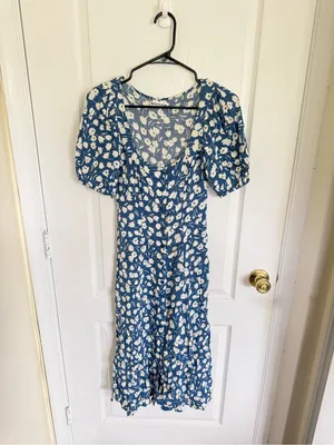 Reformation Beechwood Blue Floral Midi Dress thumbnail 4