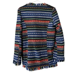 Priina Women Size Large Aztec Western‎ Country Zip Pockets Fringe Full Zip Artsy thumbnail 2