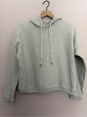 Aerie New Love Corded Hoodie Sage Small thumbnail 2