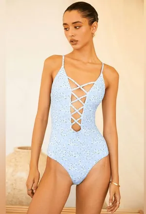 NWT Dippin' Daisy's Bliss One Piece Swimsuit - Blue/Yellow - S thumbnail 2