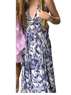 Olivaceous Halter Maxi Wrap backless Floral Spring Wedding Guest Dress Romantic thumbnail 8