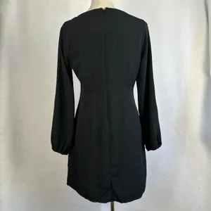 New Abercrombie Fitch Black Long Sleeve Tie Neck Mini Dress‎ Small Boho Party thumbnail 6