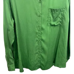 NWT Le Lis‎ Button Down Long Sleeve Blouse Top Kelly Green L thumbnail 8
