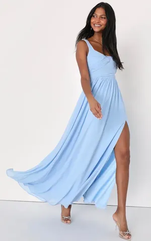 Lulus Light Blue Pleated Bridesmaids Dress thumbnail 1