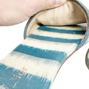 Christian Dior Dway Slides Deep Ocean Blue White Striped Canvas Sandals 37.5 thumbnail 6