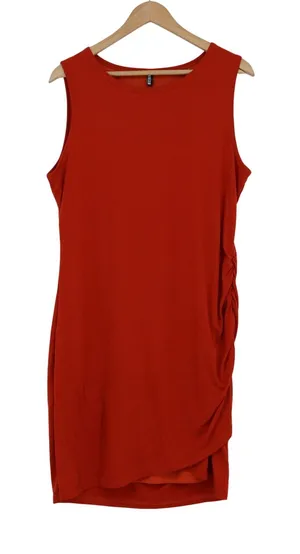 BTFBM Womens XL Burnt Orange Ruched Sleeveless Sheath Mini Dress Rust thumbnail 1