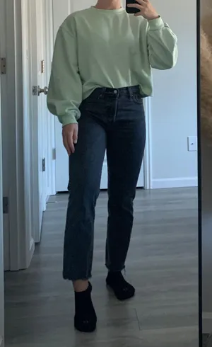 Universal Thread Crop Green Crewneck Sweatshirt  thumbnail 1