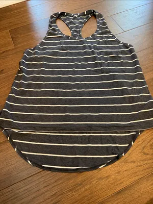 Lululemon Yogi Racerback in Stripe Heathered Black Ghost Size 8/10(?) - C11-471 thumbnail 2