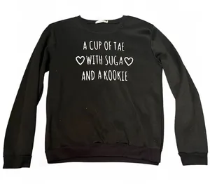 BTS Kpop Quote Black Long-Sleeve Fleece Pullover Crewneck Sweatshirt thumbnail 1